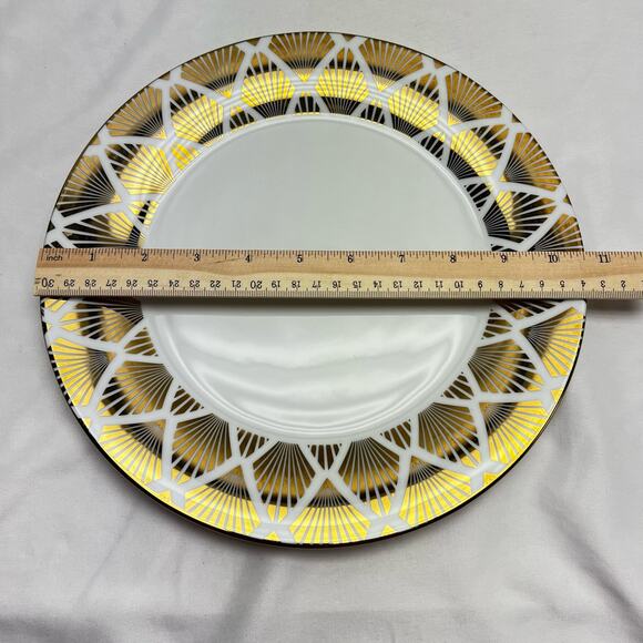 Ciroa Luxe Fine Porcelain Metallic Accent Shell Pattern Dinner Plate Replacement - Picture 4 of 6